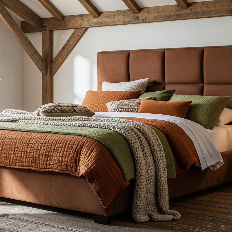 Neutral linen bed Neutral linen bed